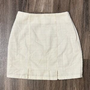 Francesca's Collections Cream Midi Skirt